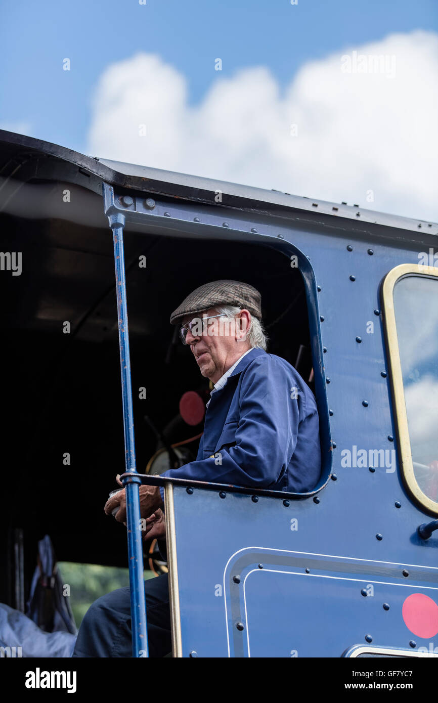 Train crew member on the restored King Edward II steam train