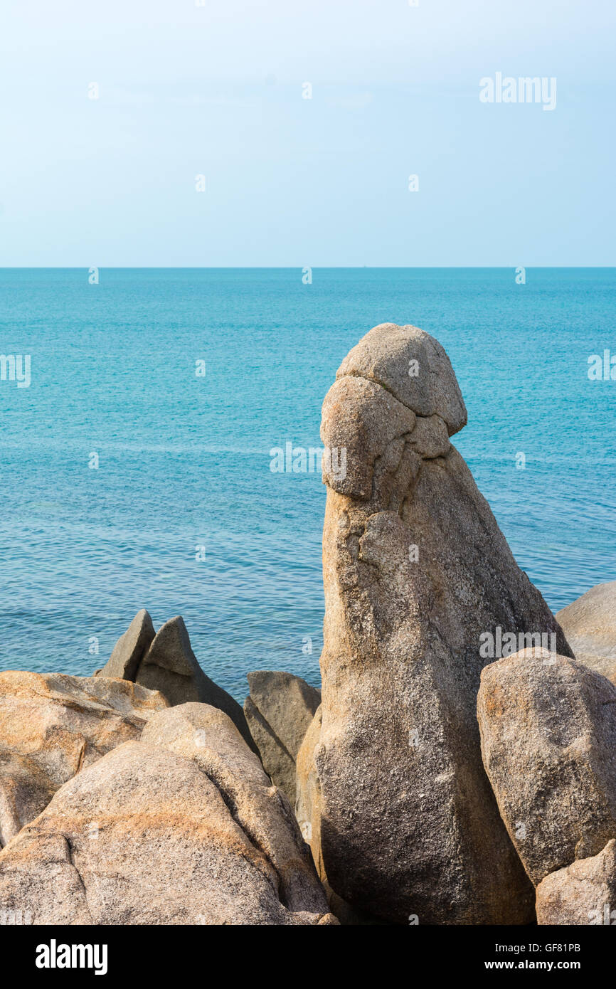 Hin Ta and Hin Yai rocks ( grandmother and grandfather), Koh Samui, Thailand Stock Photo