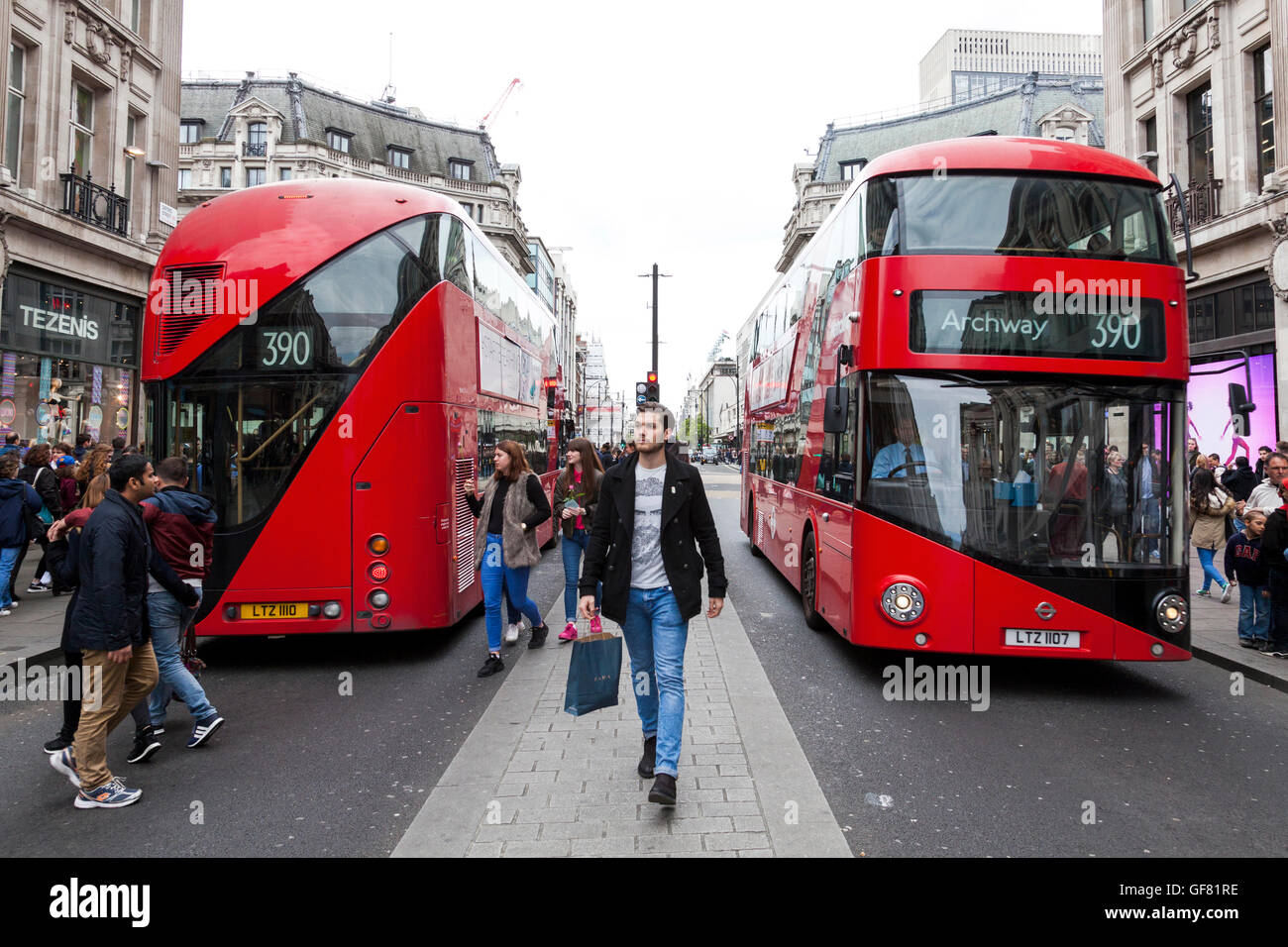 Pedestrians on Oxford Street, London, England, U.K. Stock Photo