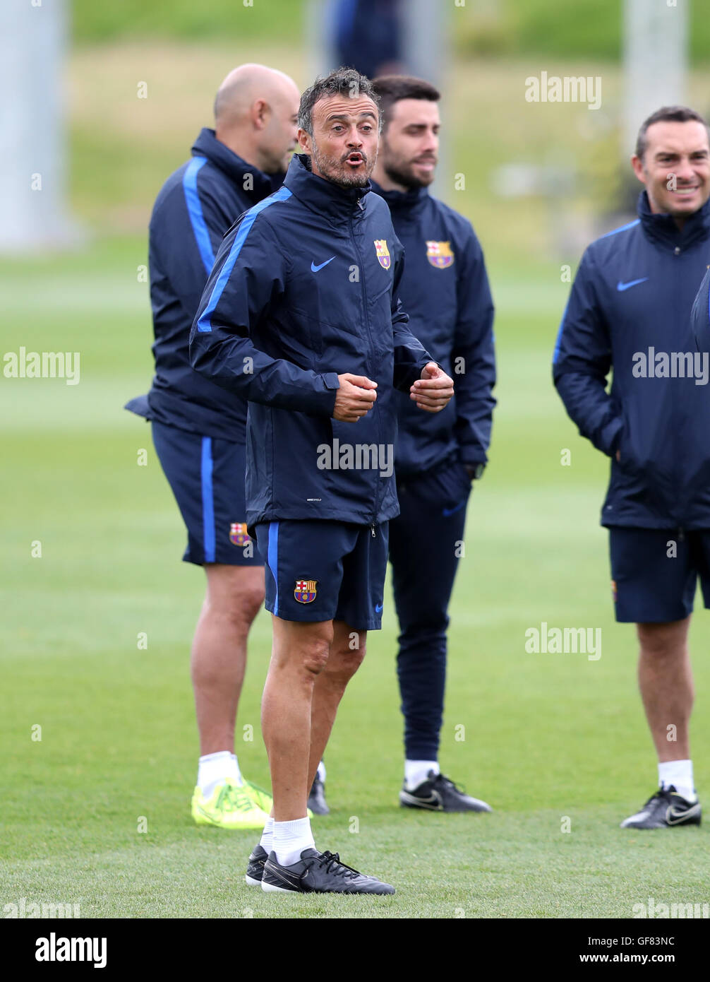 Barcelona Manager Luis Enrique During The Training Session At St George S Park Burton Stock Photo Alamy