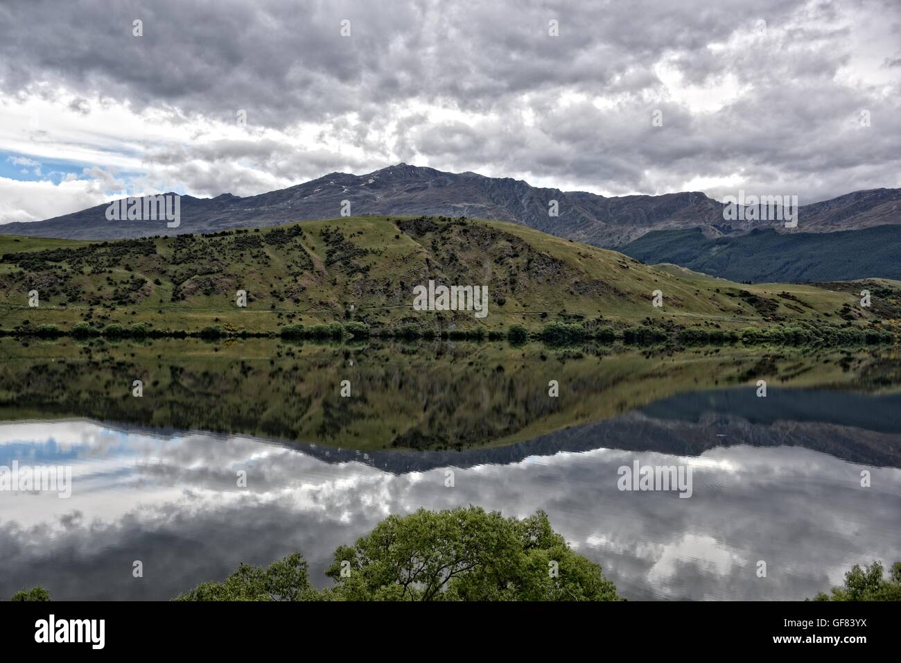 Mirror lake, Queenstown, New Zealand Stock Photo