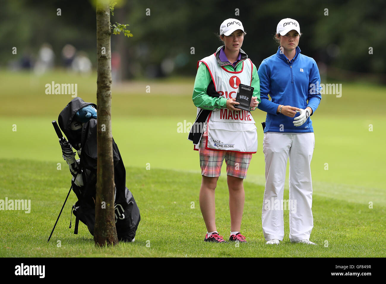 Republic of Ireland's Leona Maguire (right) with twin sister Lisa as her  caddy during day two of the Ricoh Women's British Open at Woburn Golf Club  Stock Photo - Alamy