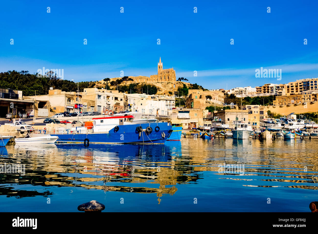 Port of Mgarr on the small island of Gozo - Malta Stock Photo