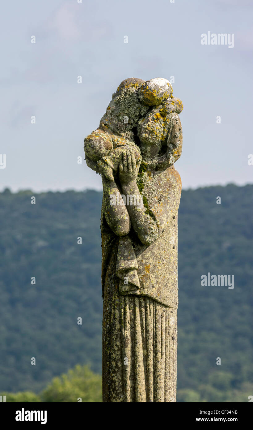 Statue of ND of gentians near Aubrac village, Aubrac region, Aveyron, France Stock Photo