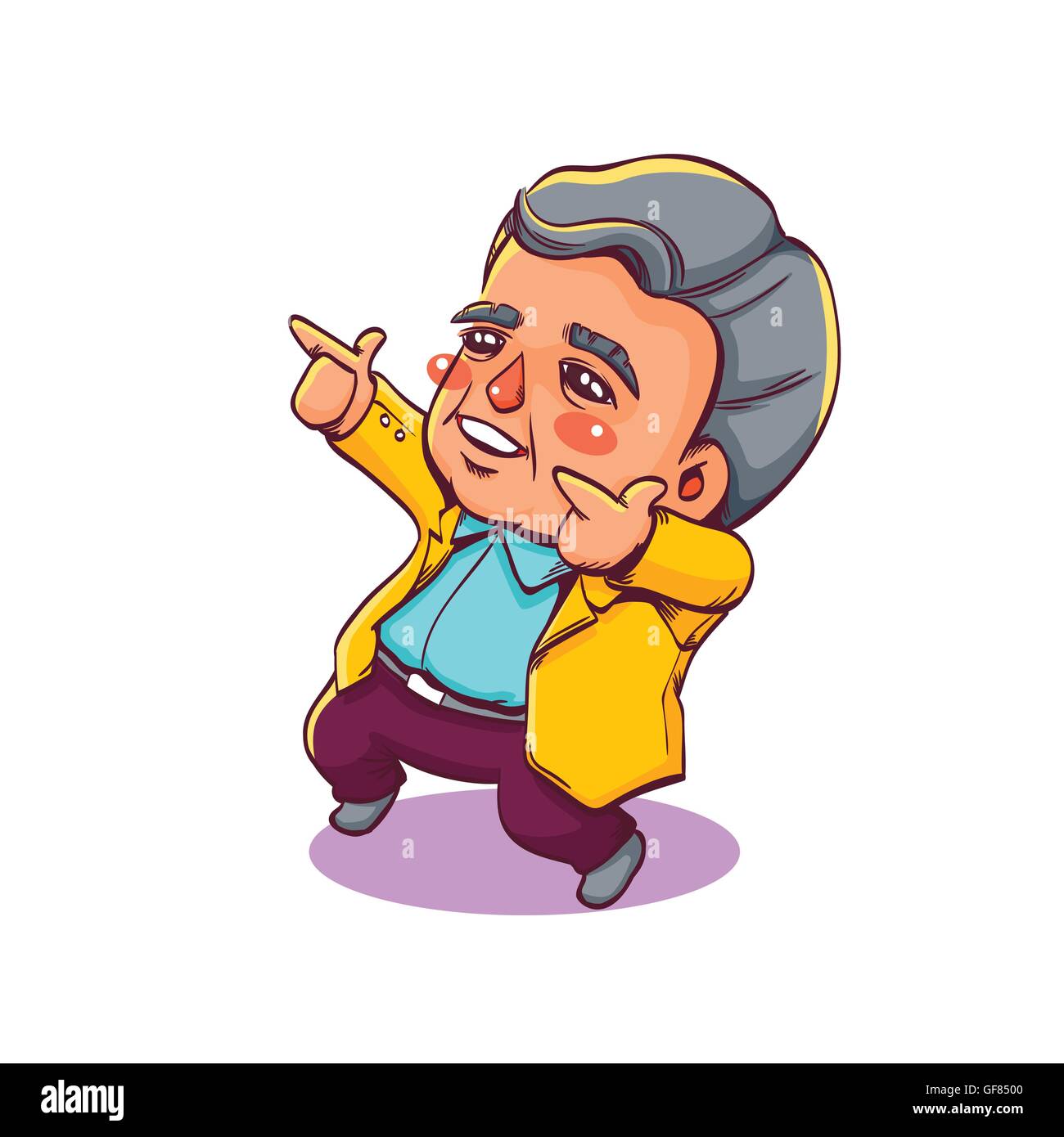 Vector Illustration of Happy Old Man with Two Hands Pointing Up High, Cute Cartoon  Character Stock Vector Image & Art - Alamy