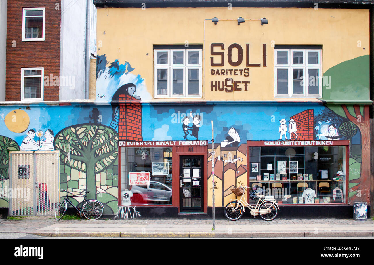 Art mural on a store in Copenhagen Denmark Stock Photo
