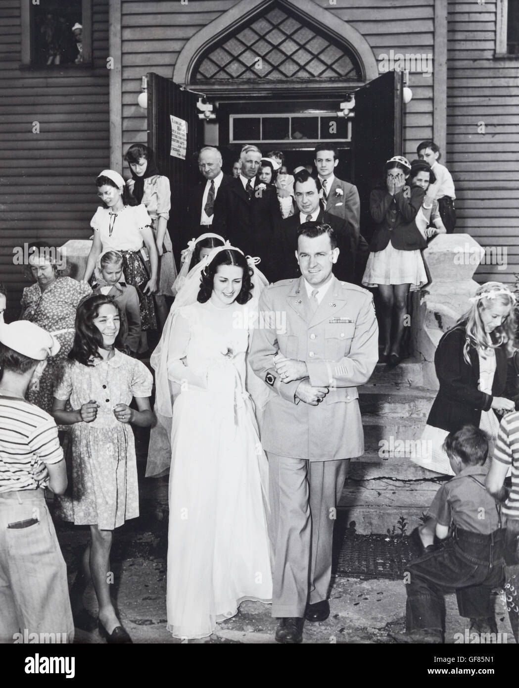 Military Wedding Photograph, World War II, 1946 Stock Photo
