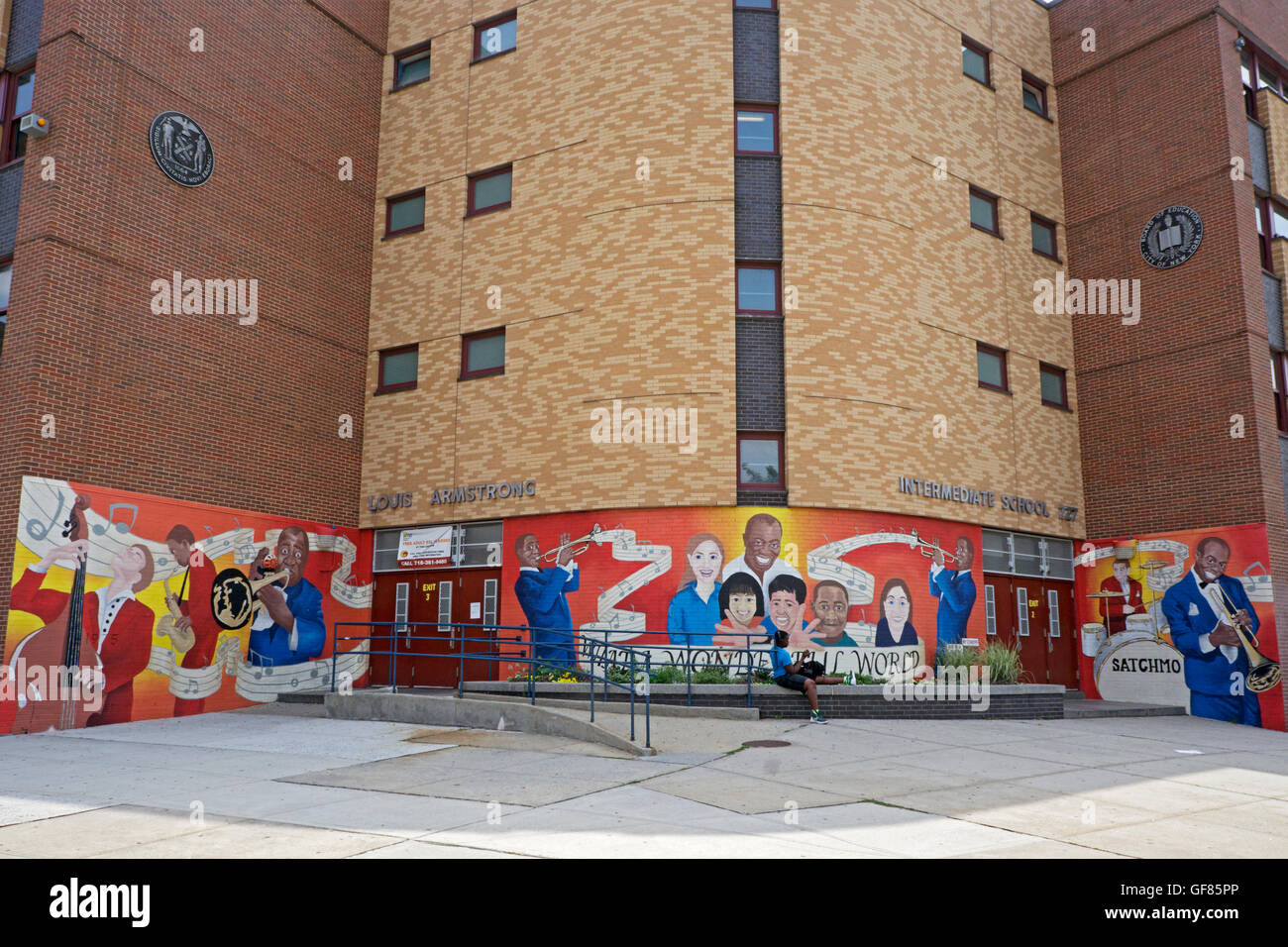 The Louis Armstrong Middle School, Intermediate School 227, in East Elmhurst, Queens, New York City, Stock Photo