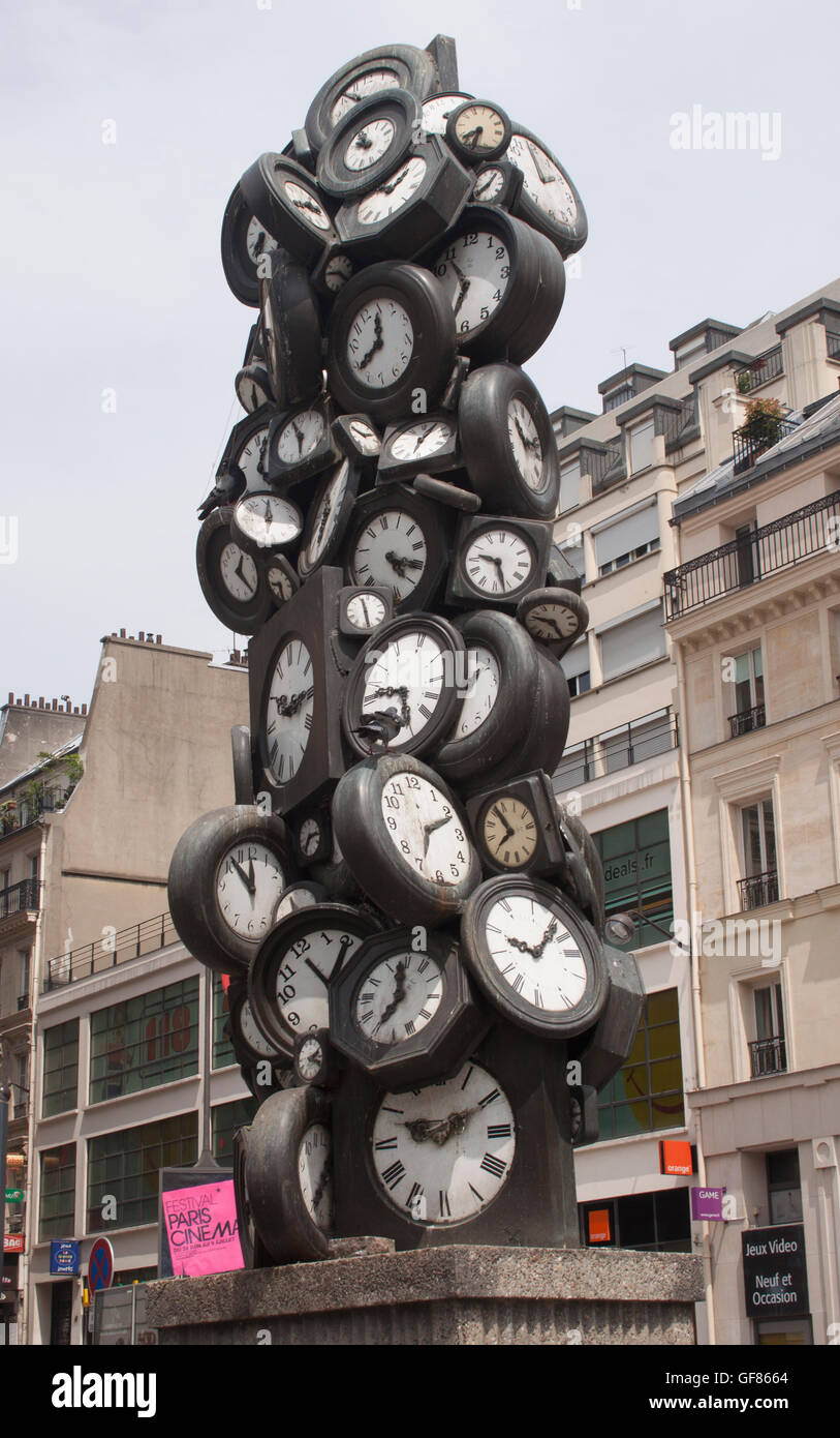 Clock sculpture at the Gare Saint Lazare in Paris France Stock Photo