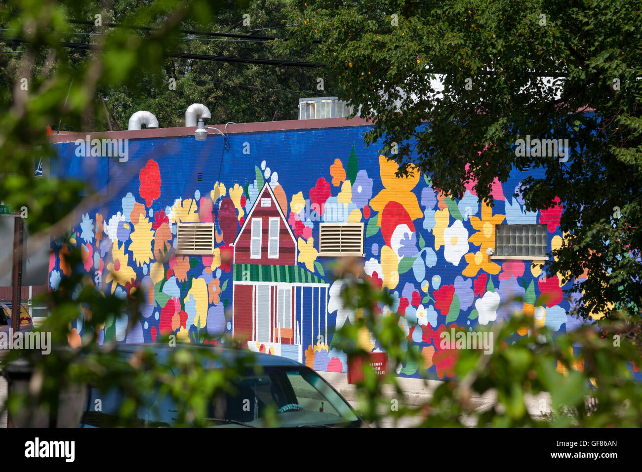 Detroit, Michigan A painting on the wall of a laundromat in the