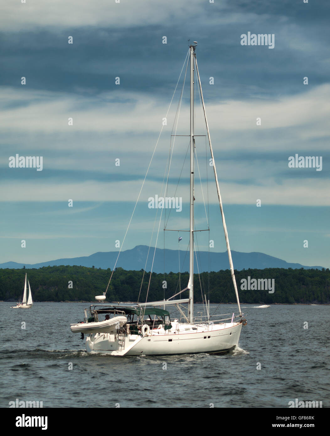 sailing on Lake Champlain Stock Photo