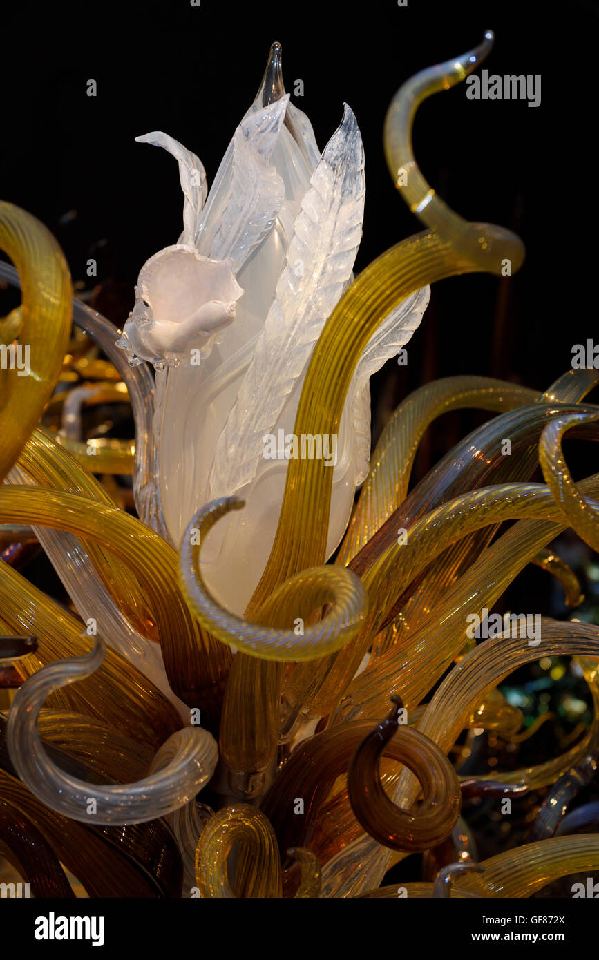 Seashell on underwater plant in glass fantasy of Chihuly ROM Toronto Stock Photo