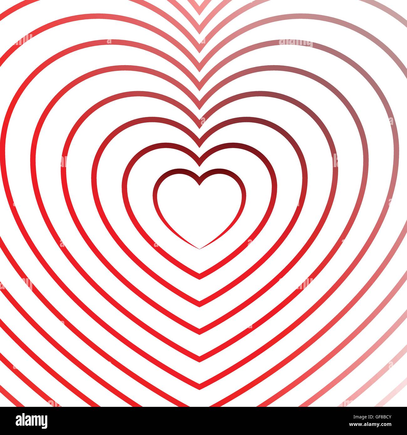 Bright heart element with outlines in radial fashion Stock Vector