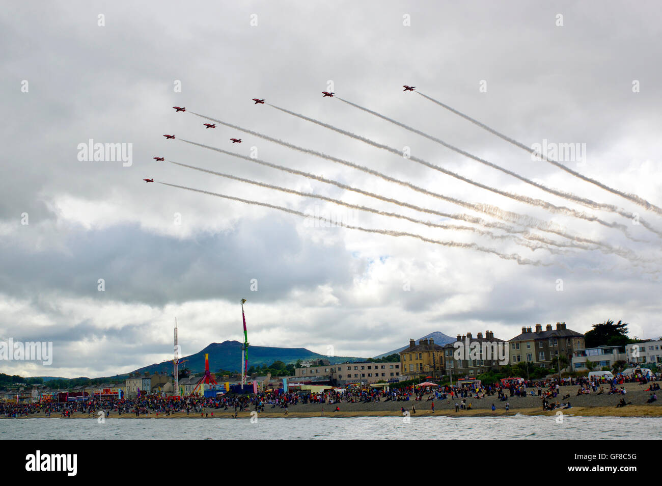 Red Arrows at Bray Co Wicklow, Ireland, Stock Photo