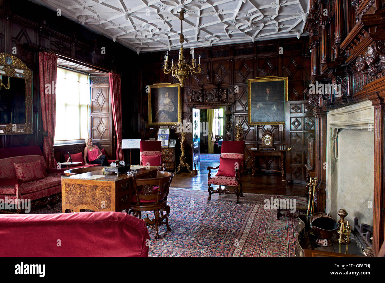 The drawing room, Levens Hall, South Lakeland, Cumbria, England UK Stock Photo