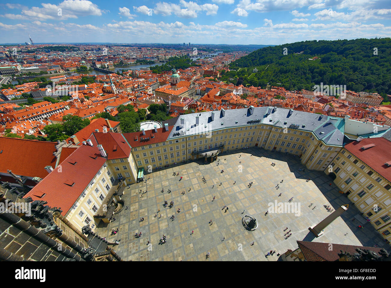 Courtyard of St. Vitus Cathedral, in the Prague Castle Complex in Prague, Czech Republic Stock Photo