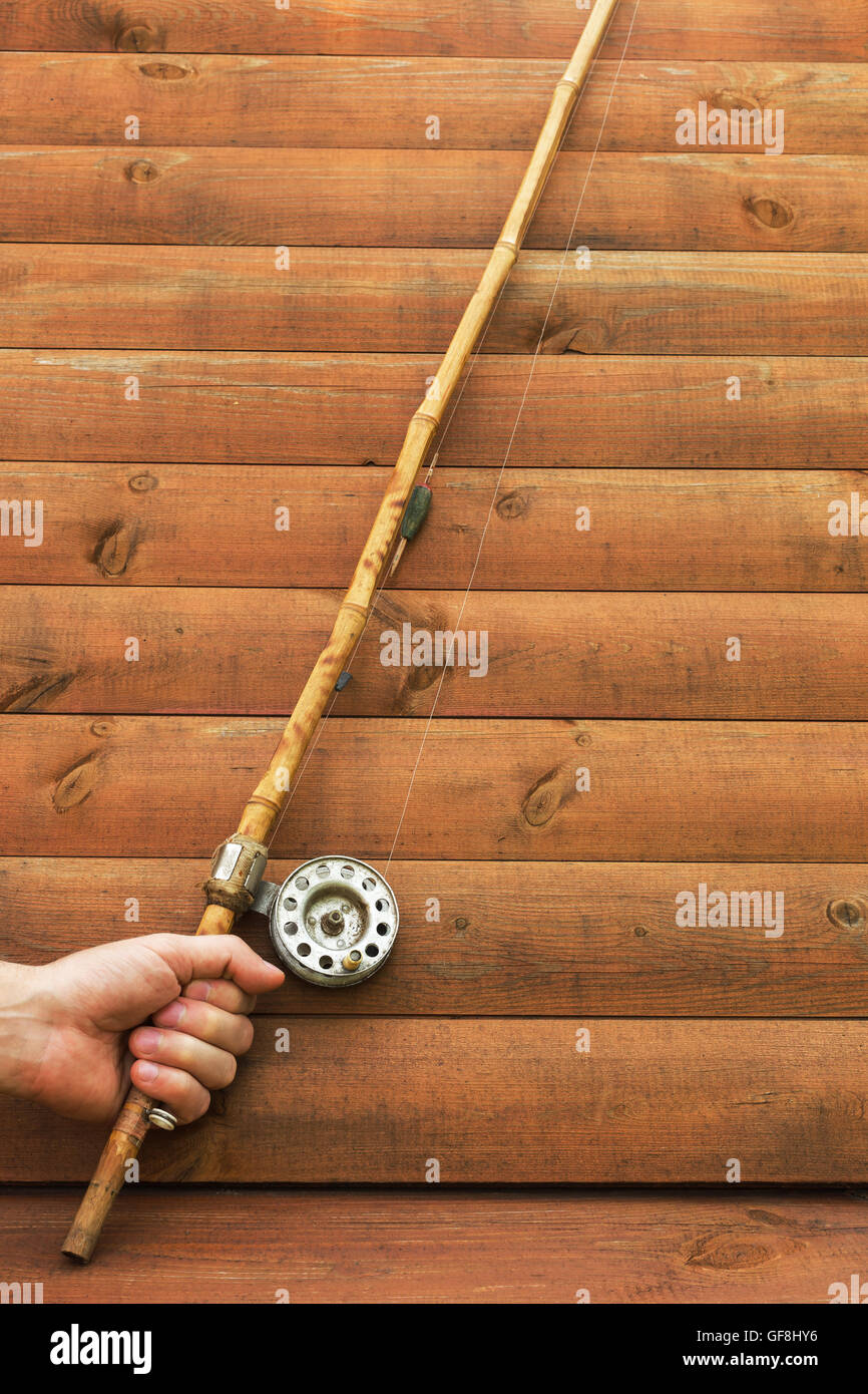 Old bamboo rod to catch fish Stock Photo - Alamy