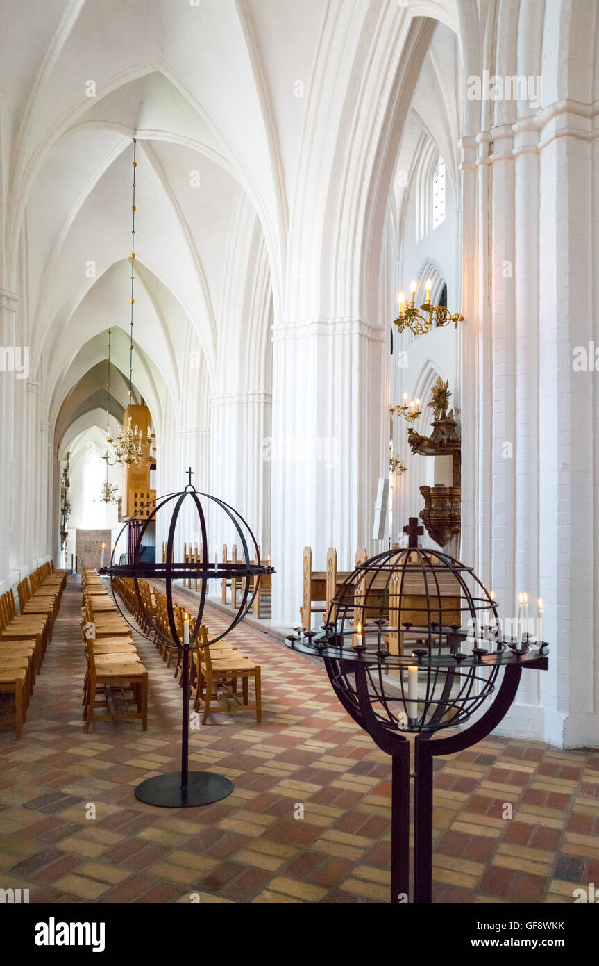 Odense, Denmark - July 21, 2015: The side nave of the gothic St. Canute's Cathedral Stock Photo