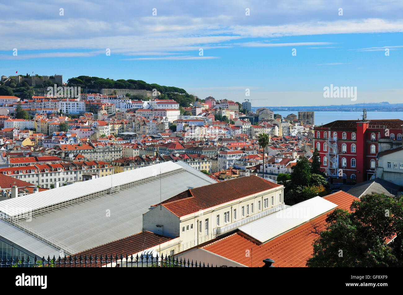 Panorama of Lisbon, Portugal. View from Principe Real Stock Photo