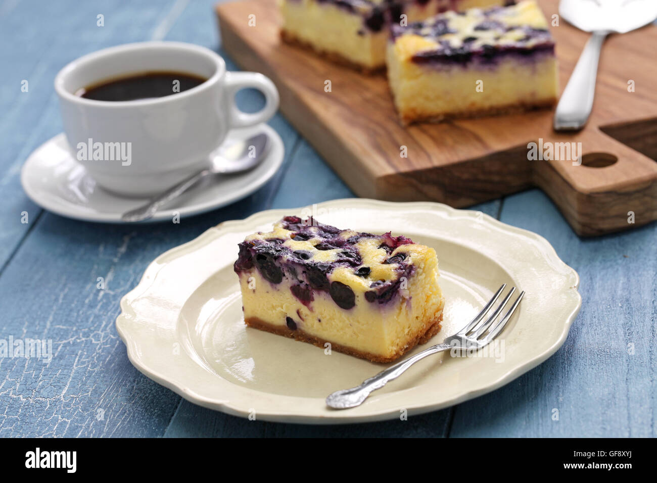 blueberry cheesecake, homemade dessert cooking Stock Photo