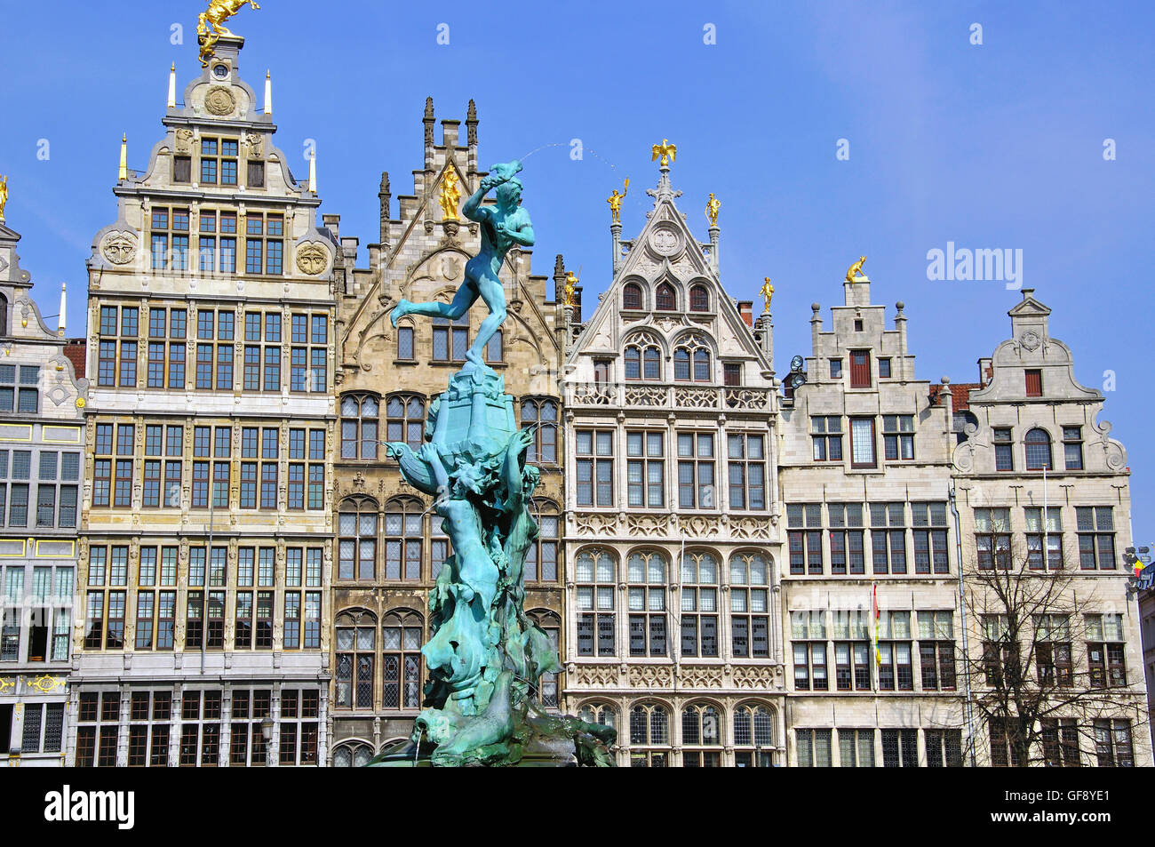 Monument on central square of Antwerpen, Belgium Stock Photo