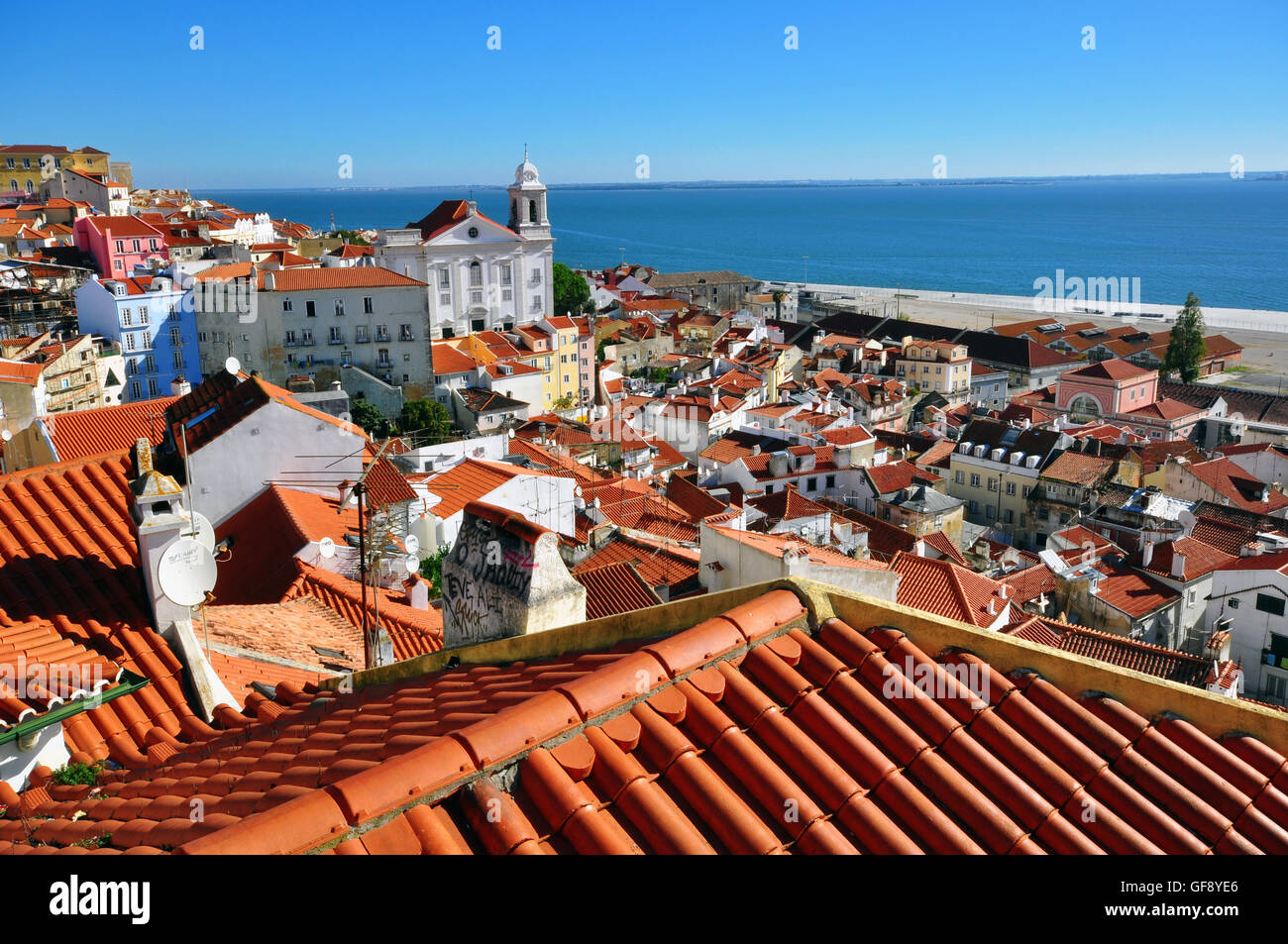 Roofs of Alfama, Lisbon, Portugal Stock Photo
