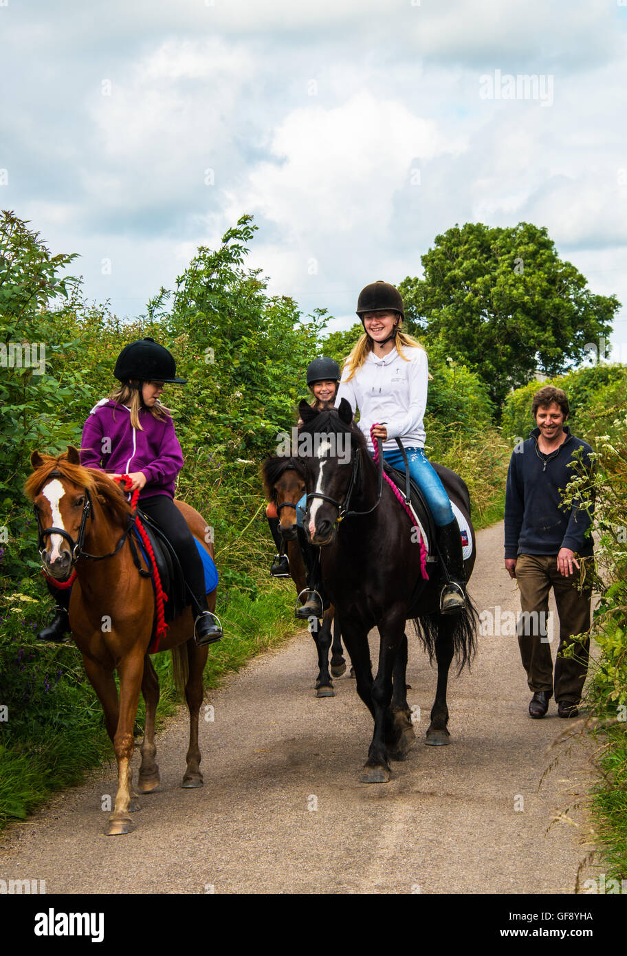 Horse-riding in Devon, UK Stock Photo