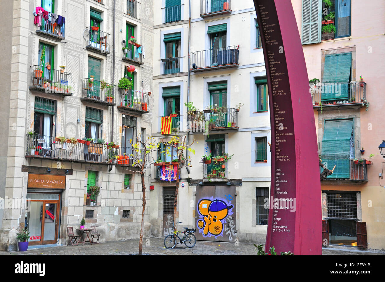 BARCELONA, SPAIN JANUARY 13 Typical house of Born district in