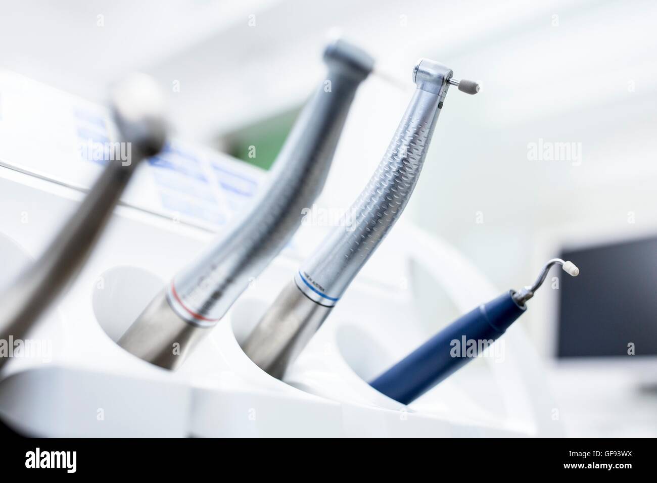 Closeup of dental drill machine in dentist clinic Stock Photo