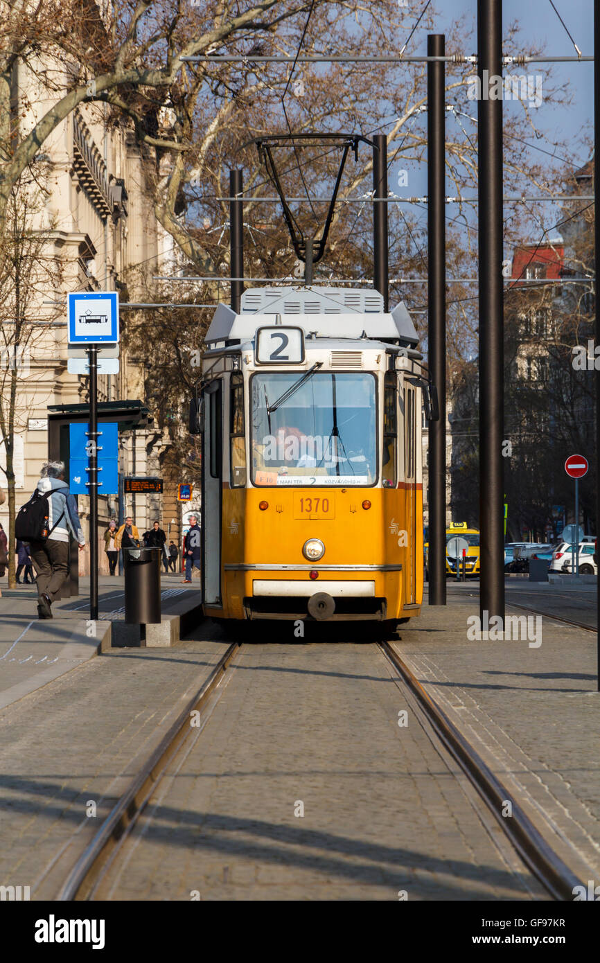 Shot of a tram taken in Budapest Hungary. Model - Ganz KCSV–7 Stock Photo