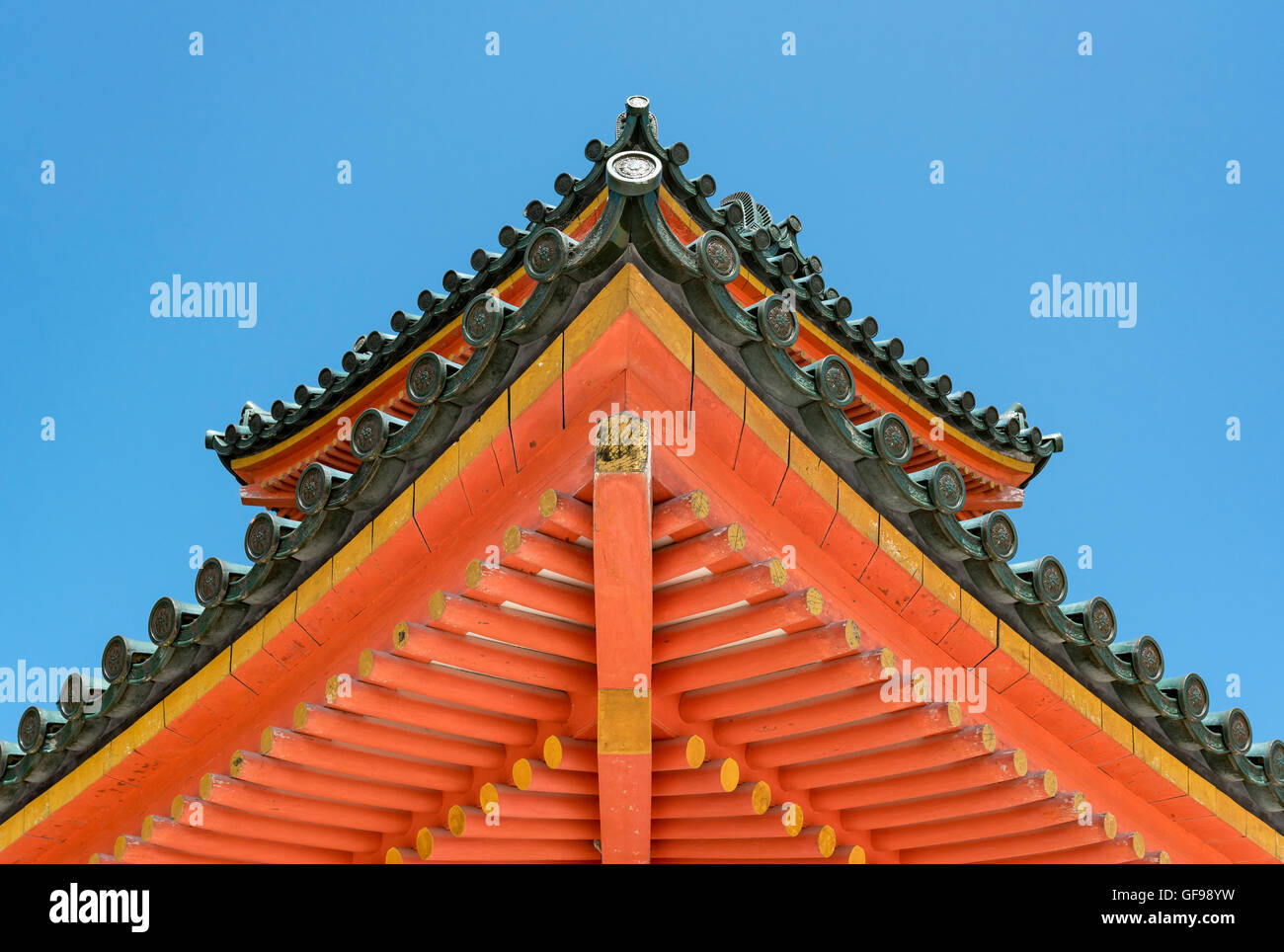Detail of roof of Main gate of Heian Jingu, Shinto Shrine, Kyoto, Japan Stock Photo