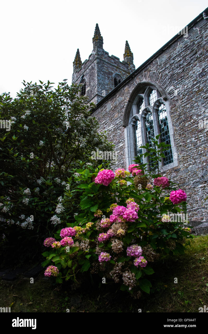 Saint Swithin's church, Launcells, Cornwall. UK (Side view) Stock Photo