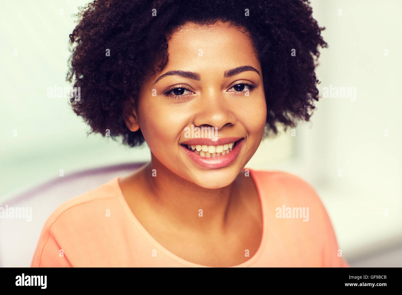 happy african american young woman face Stock Photo - Alamy