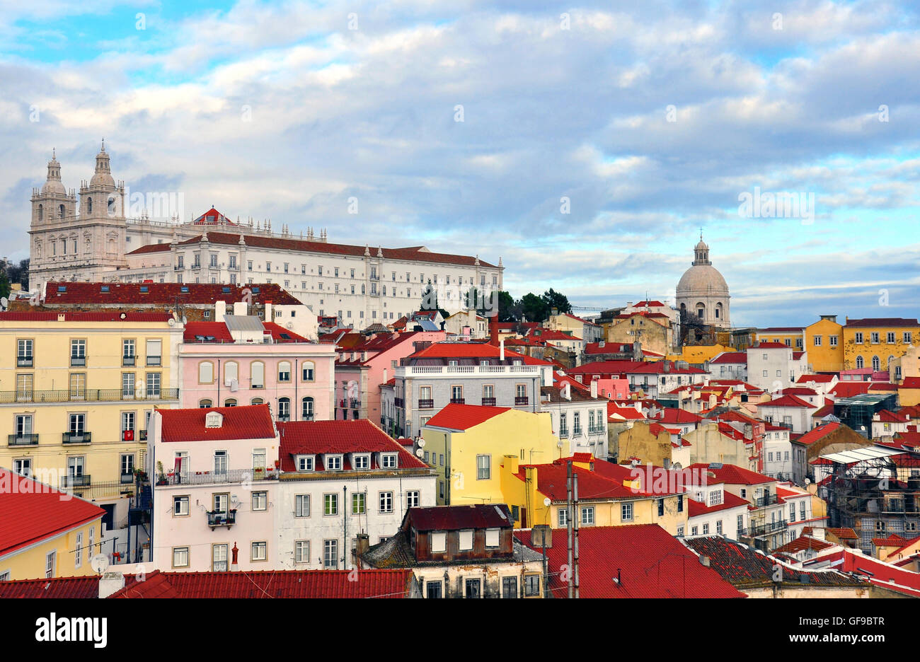 Lisbon old town, panorama of Alfama district Stock Photo