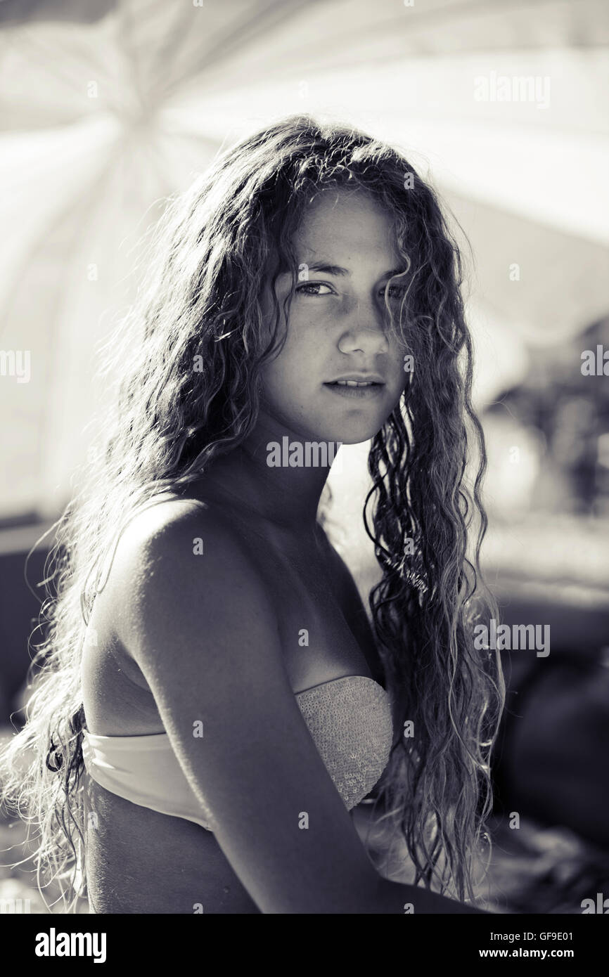 Young beautiful woman at the seaside Stock Photo