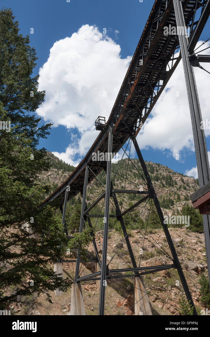 old trestle bridge Silver Plume Railroad at Town Colorado Stock
