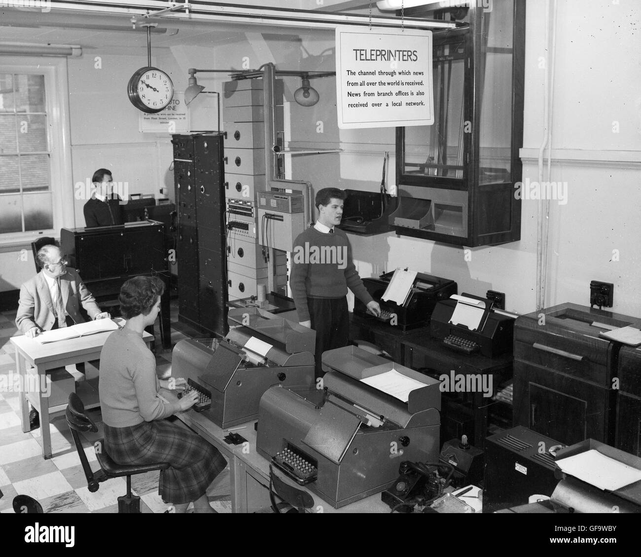 Express & Star newspaper teleprinters department Queen Street Wolverhampton West Midlands 1959