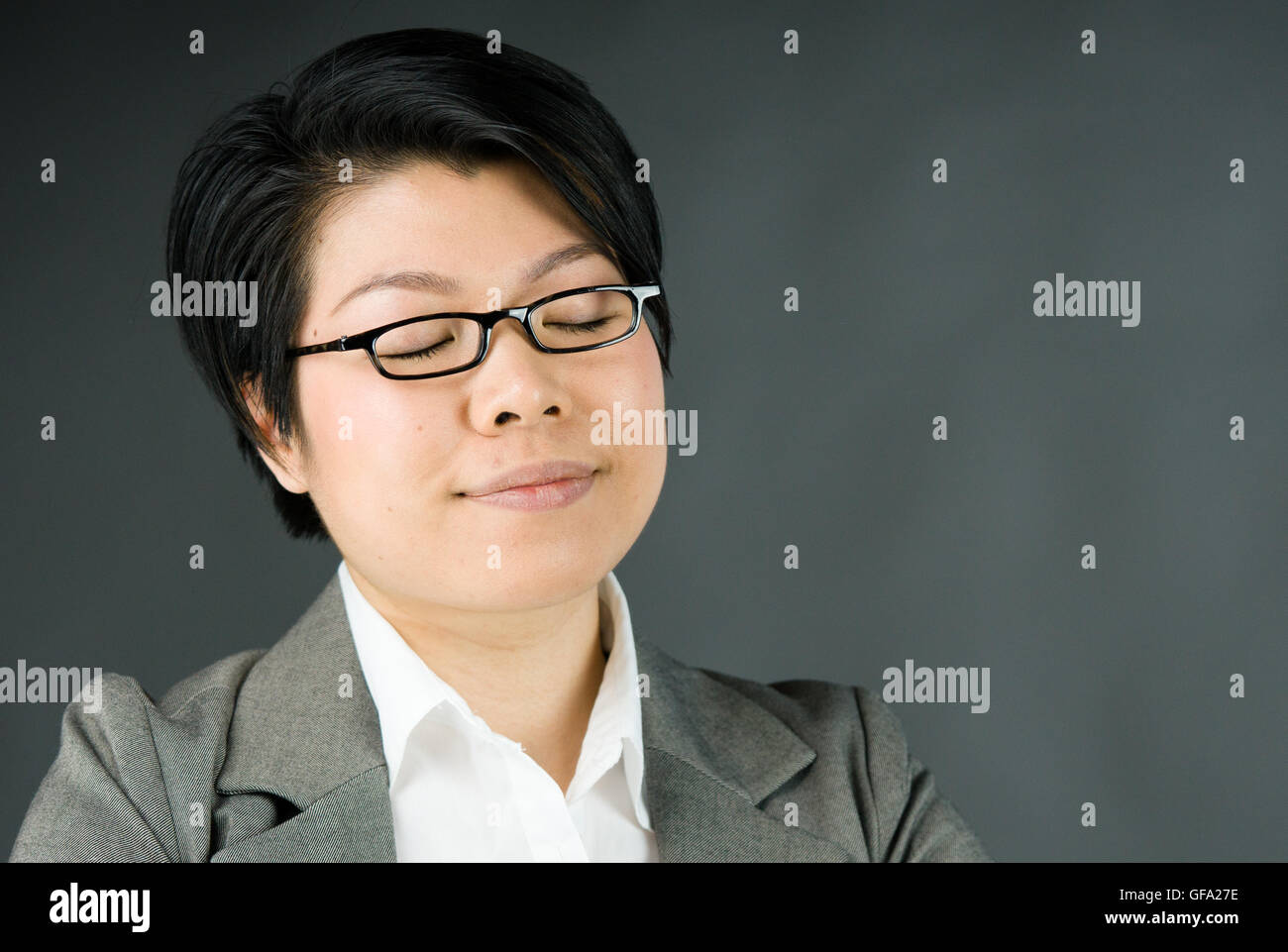 female model attractive woman on plain background with copy space ...