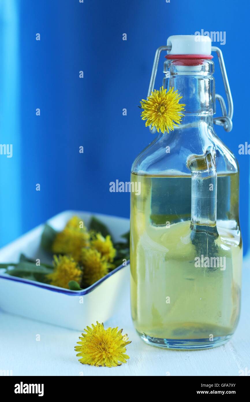 dandelion syrup - natural medicine Stock Photo