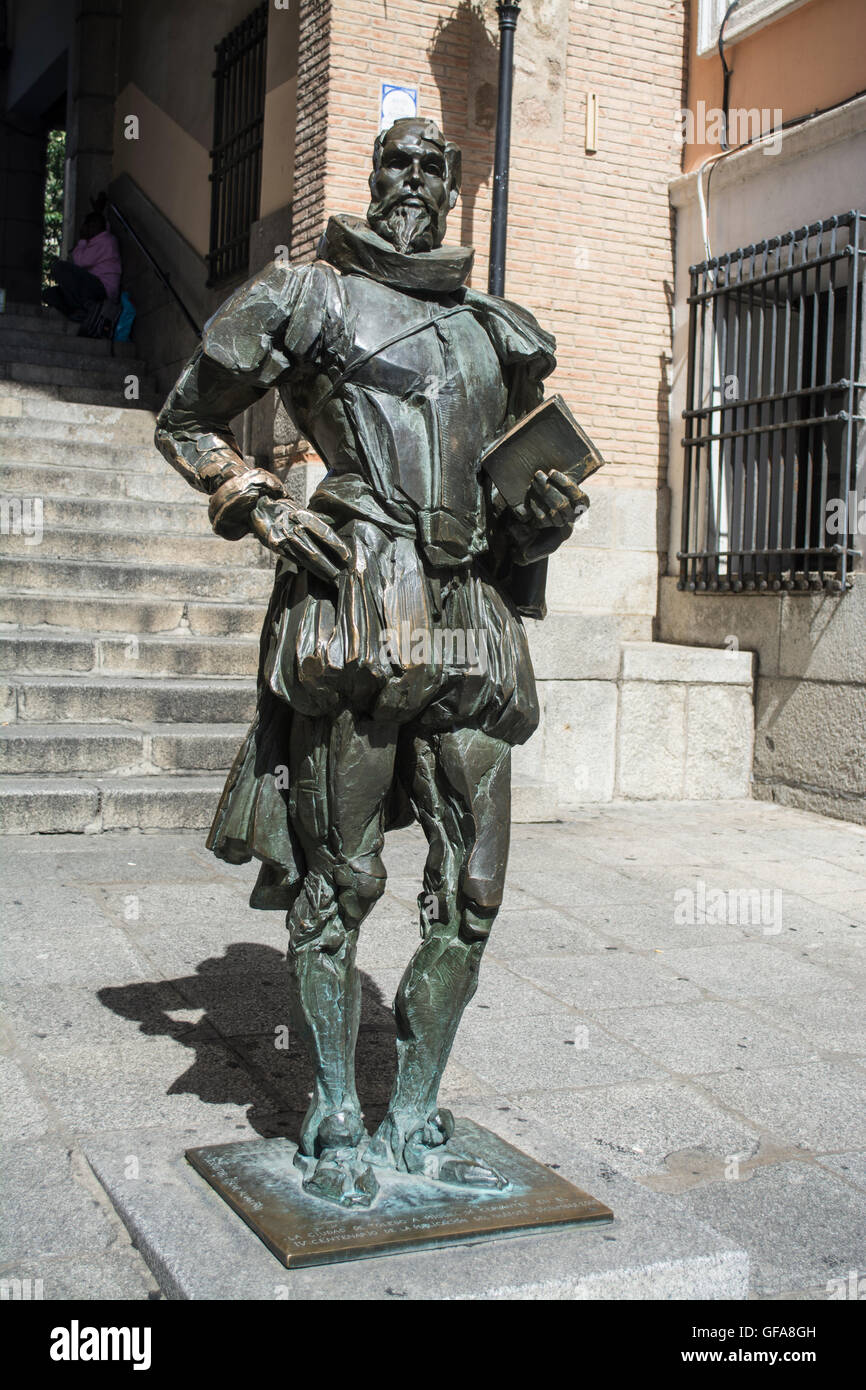 Statue of Miguel de Cervantes in the Spanish city of Toledo Stock Photo