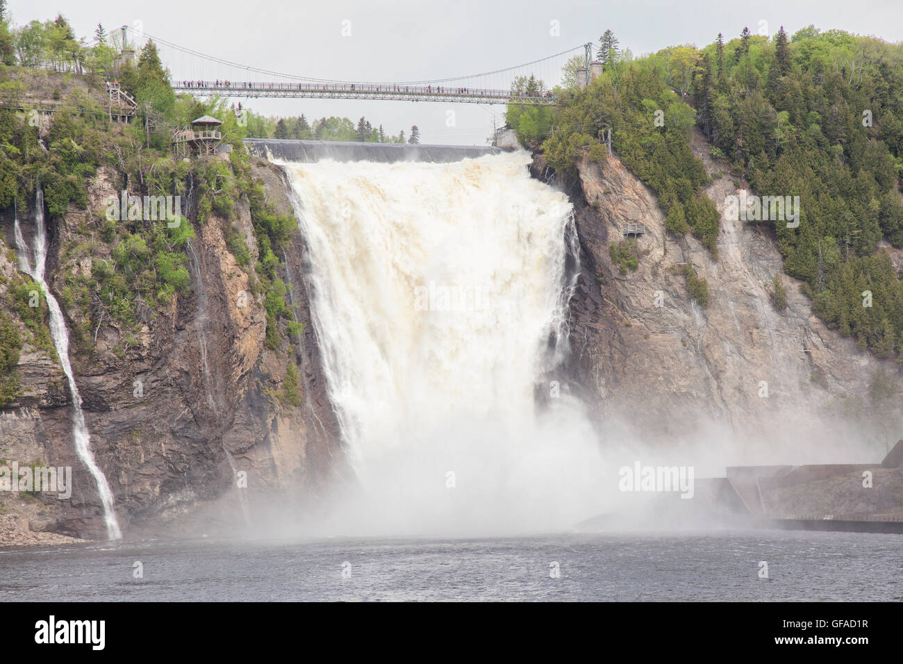 montmorency falls waterfall water turbulent view overhead pov quebec attraction nature wonder tall high canada Stock Photo