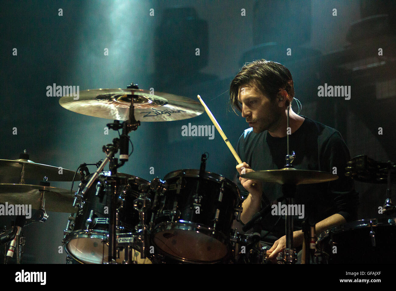 Editors, performing on the Main Stage at Y Not Festival, Pikehall, Derbyshire, UK on Friday 29th July 2016. Stock Photo