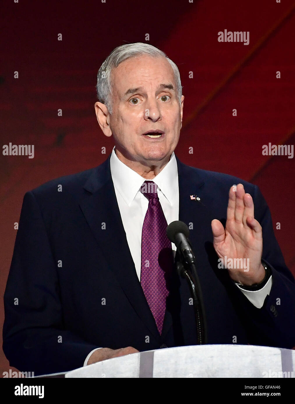 Governor Mark Dayton (Democrat of Minnesota) makes remarks during the