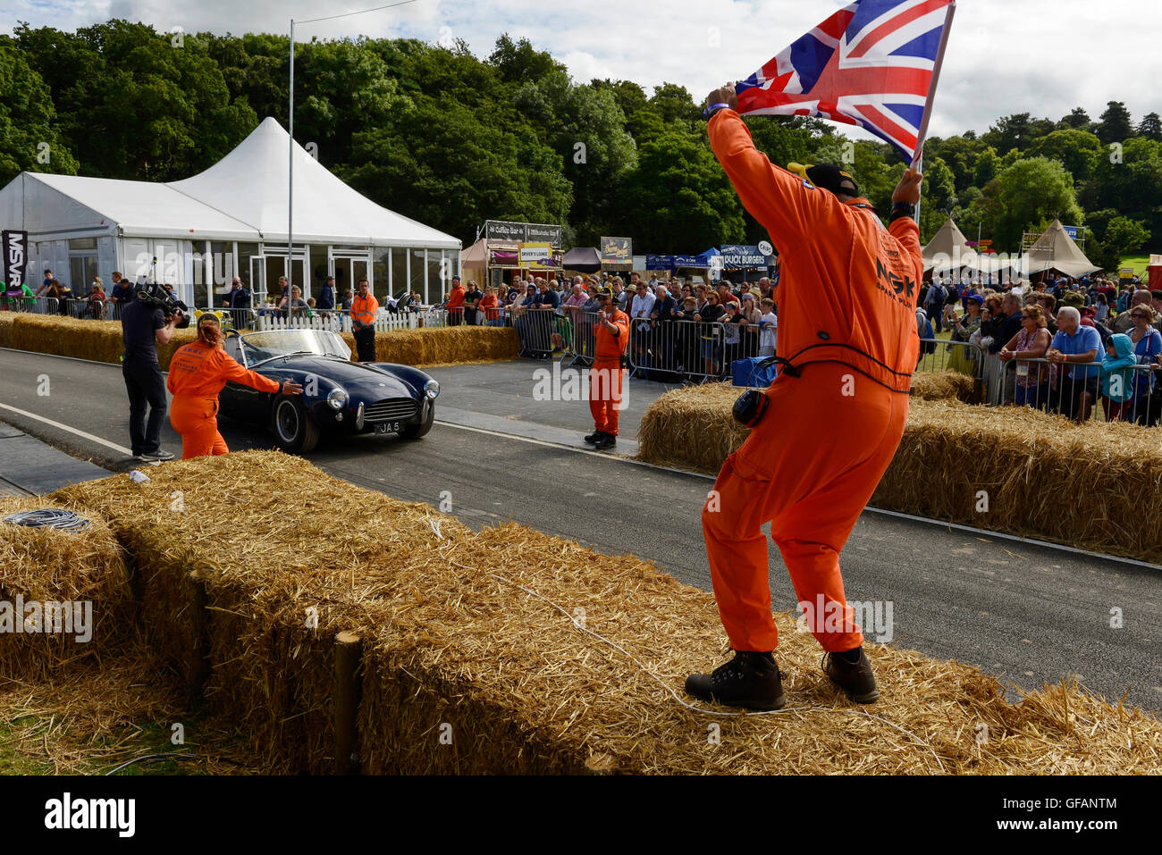 Carfest North, Bolesworth, Cheshire, UK. 30th July 2016. An AC Cobra at the start of the track sprint. The event is the brainchild of Chris Evans and features 3 days of cars, music and entertainment with profits being donated to the charity Children in Need. Andrew Paterson/Alamy Live News Stock Photo