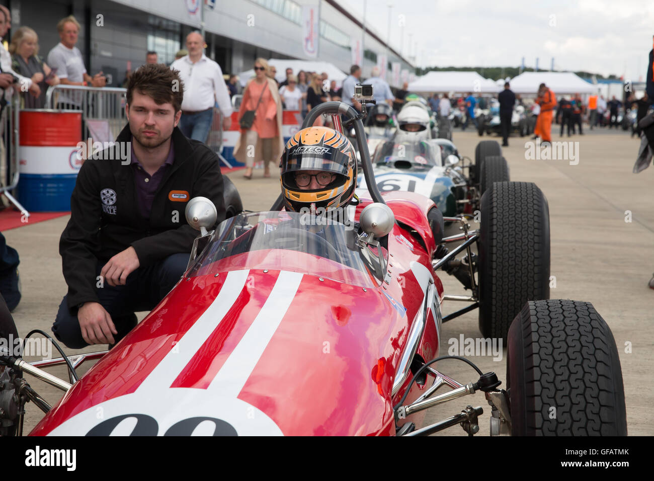 Silverstone,Towcester,UK,30th July 2016,Lining up on the grid for the Maserati Trophy for HGPCA pre 66 Grand Prix cars which takes place at Silverstone Classic 201 Credit: Keith Larby/Alamy Live News Stock Photo