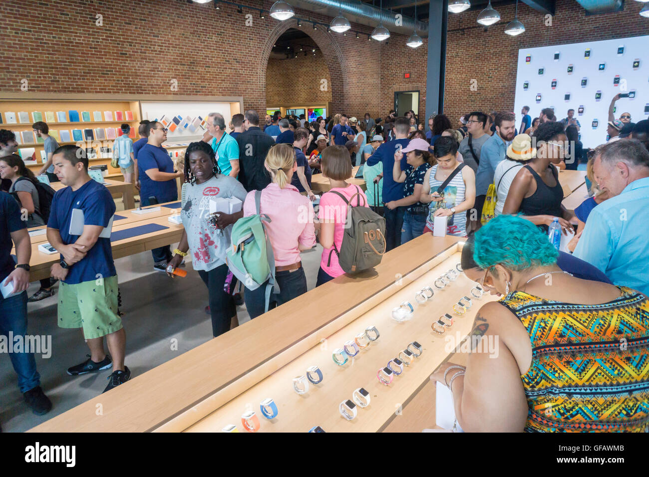Apple enthusiasts descend on Williamsburg, Brooklyn in New York for the