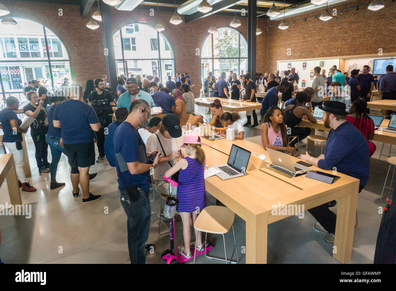 Apple enthusiasts descend on Williamsburg, Brooklyn in New York for the