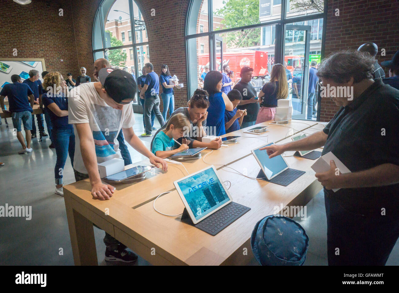 Apple enthusiasts descend on Williamsburg, Brooklyn in New York for the