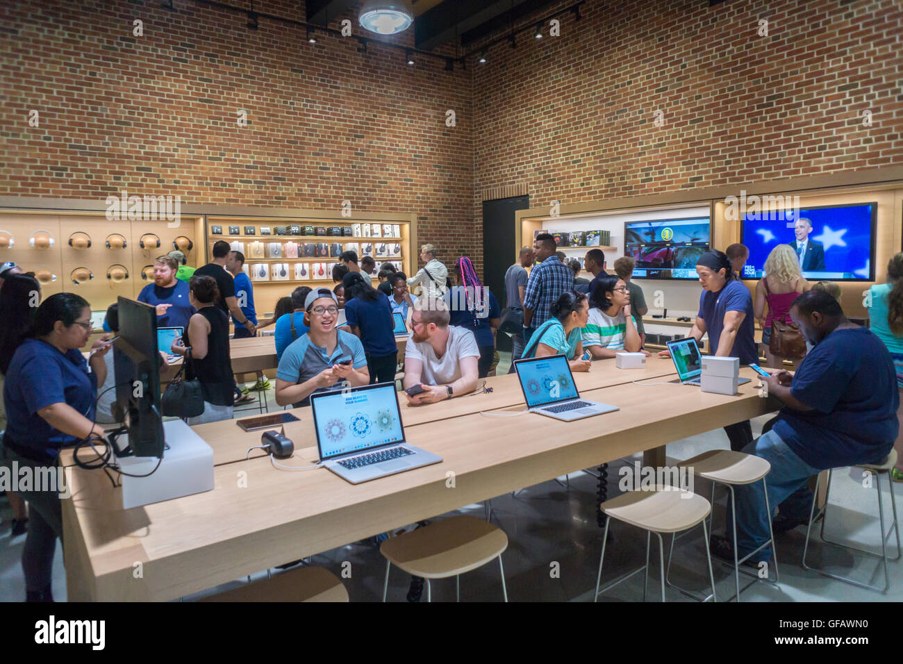 Apple enthusiasts descend on Williamsburg, Brooklyn in New York for the