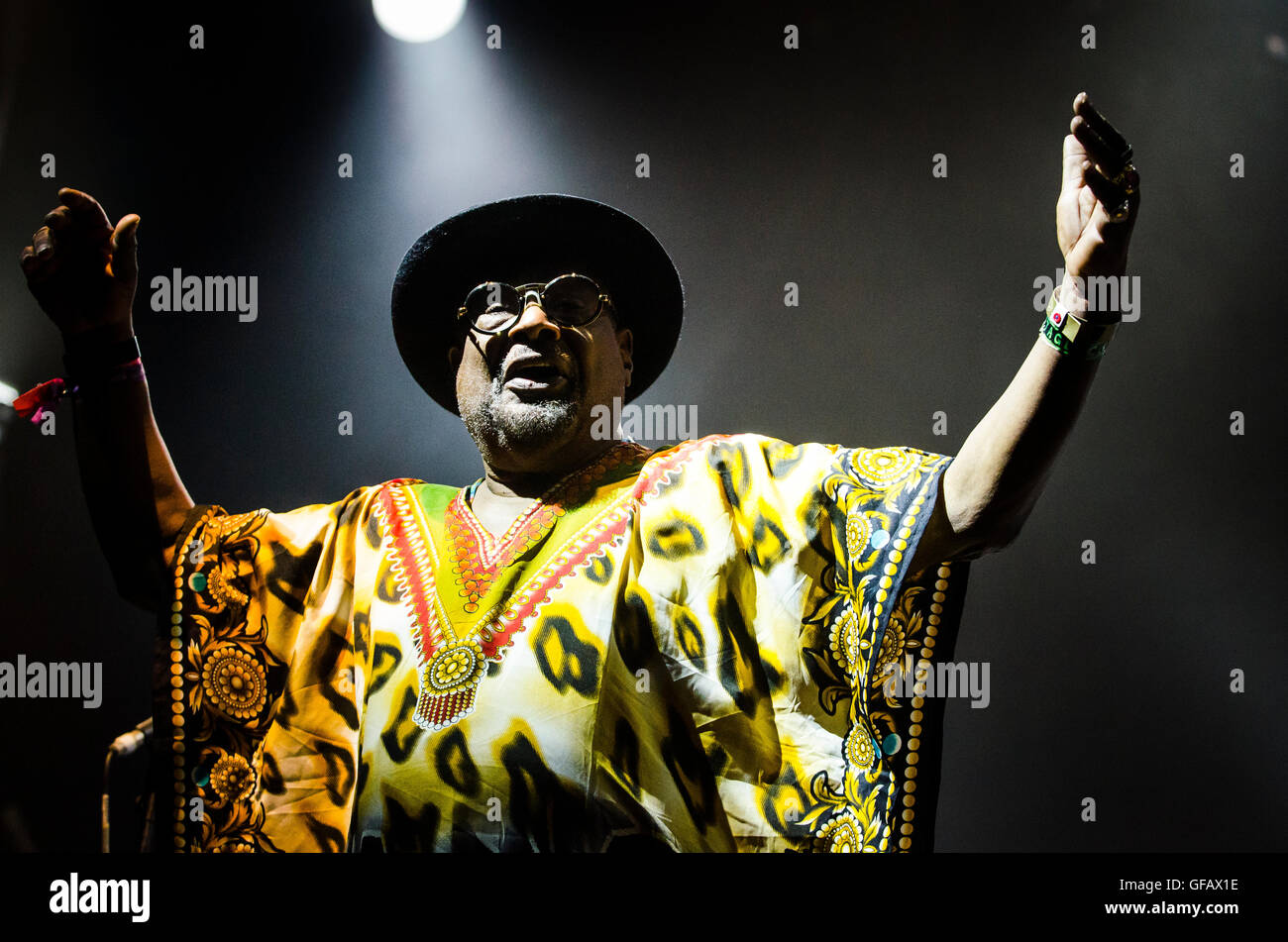 Charlton Park, Wiltshire, UK. 30th July, 2016. George Clinton Parliament Funkadelic headline the Open Air Stage at WOMAD festival. Credit:  Francesca Moore/Alamy Live News Stock Photo